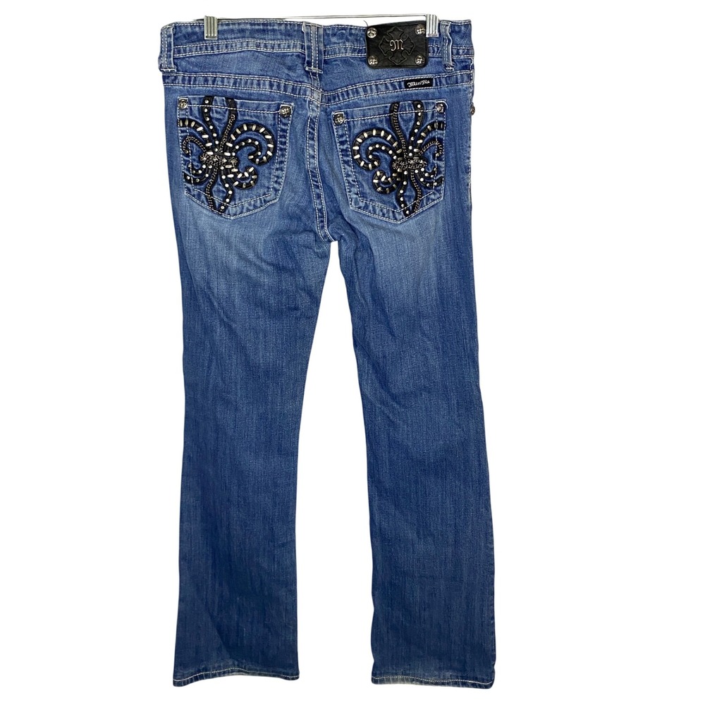 Miss Me Womens Bootcut Jeans Embellished Pockets Blue Denim Size 31